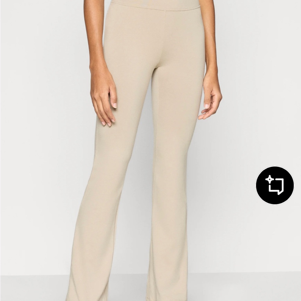 High-Rise Flare Pants in Beige